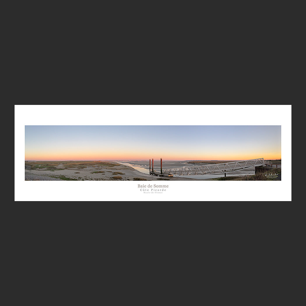 Poster photo 2746 La baie de Somme en panoramique depuis Le Hourdel, design avec marge blanche.