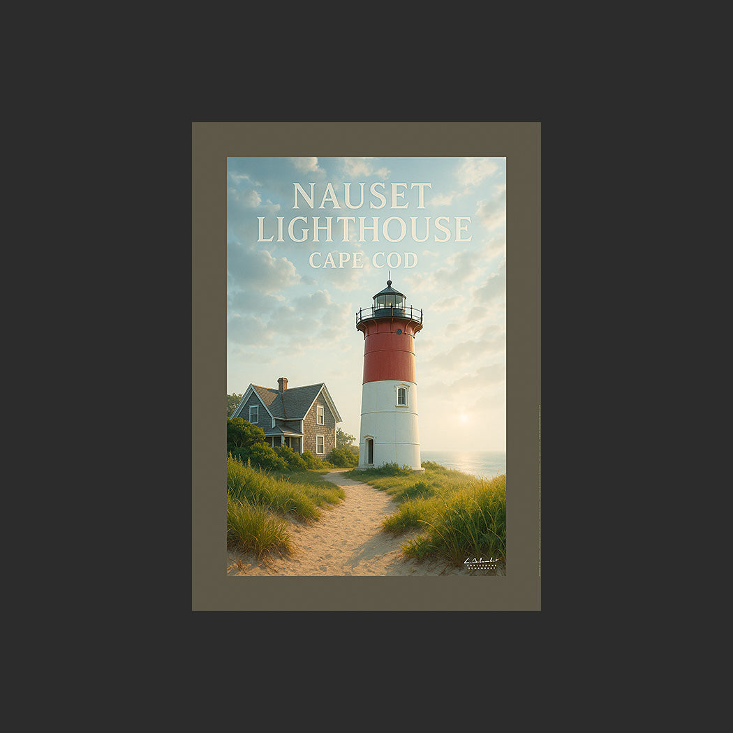 Affiche SP0050 Nauset Lighthouse Cape Cod Massachusetts USA, design avec marge couleur.