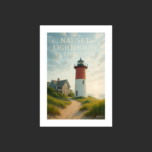 Affiche SP0050 Nauset Lighthouse Cape Cod Massachusetts USA, design avec marge blanche.