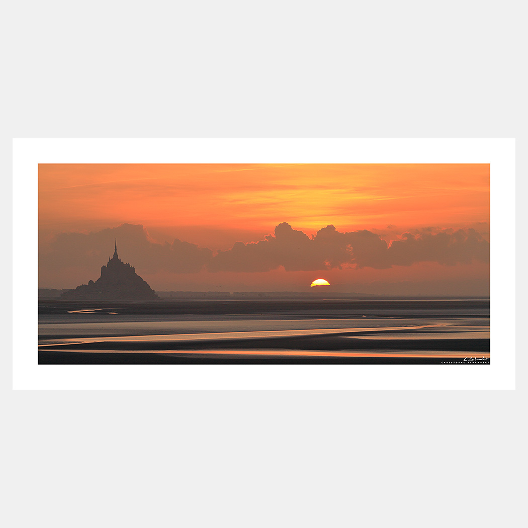 Poster Photo panoramique Mont-Saint-Michel - Coucher de soleil - Image de la Côte Normande - Normandie - Christophe Schambert