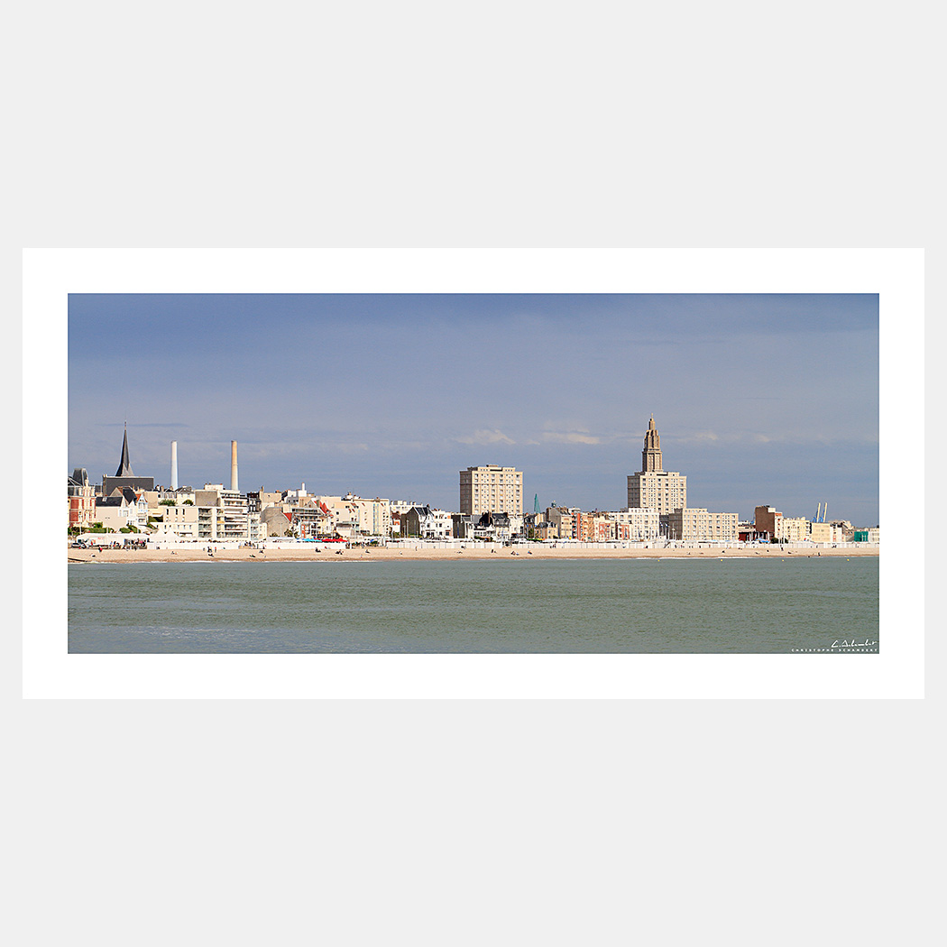 Poster Photo panoramique Le Havre - Plage et centre classé Unesco - Image de la Côte Normande - Normandie - Christophe Schambert