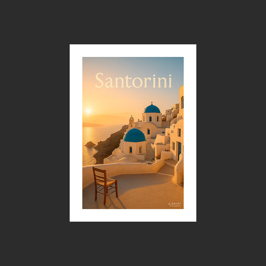 Affiche SP0106 Les maisons de l'île de Santorin en Grèce au coucher du soleil