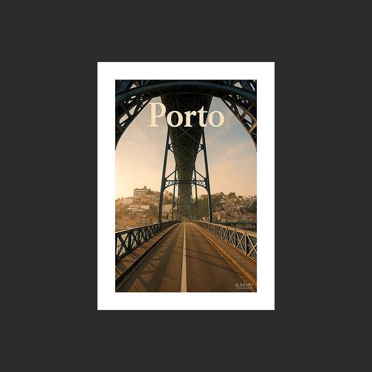 Affiche SP0191 Porto depuis le Pont Dom-Luis sur le Douro au Portugal, design avec marge blanche.