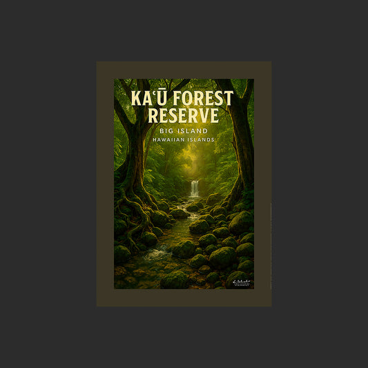 Affiche SP0203 Ka'u Forest Reserve Big Island Hawaï forêt tropicale en été