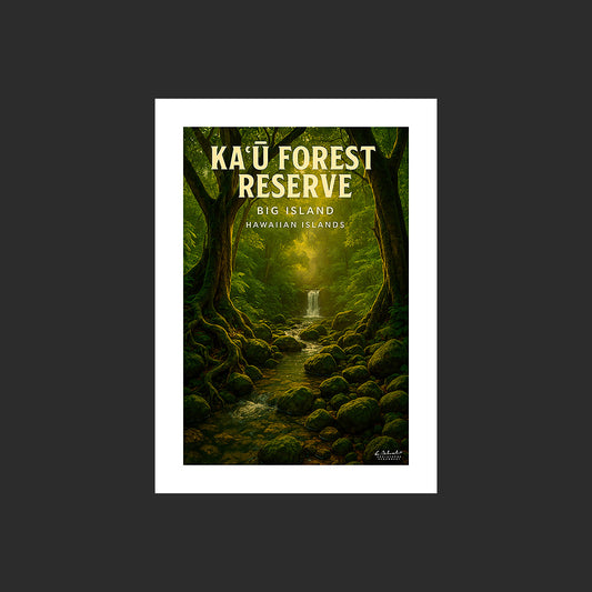Affiche SP0203 Ka'u Forest Reserve Big Island Hawaï forêt tropicale en été