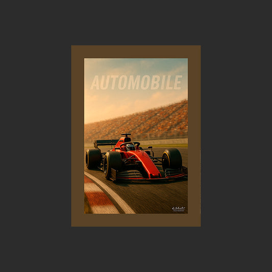 Affiche SP0256 Une Formule 1 sur un circuit de Grand Prix saison 2025, design avec marge couleur.
